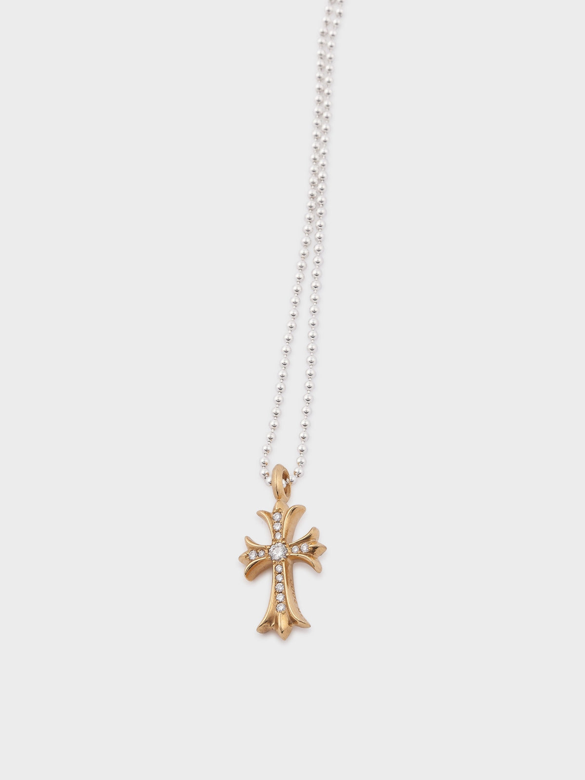 22K Pavé Diamond Tiny Cross Pendant