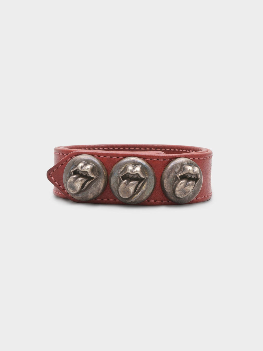 Red Leather Rolling Stones Bracelet