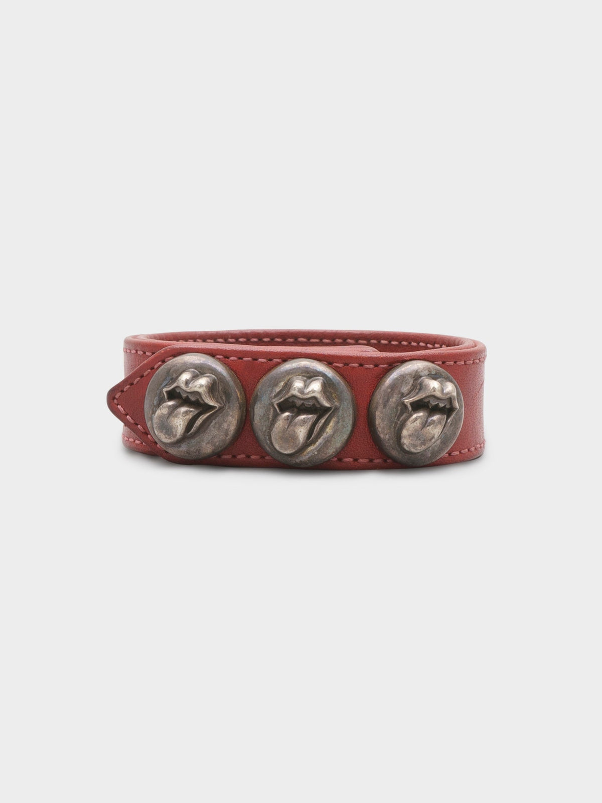 Red Leather Rolling Stones Bracelet