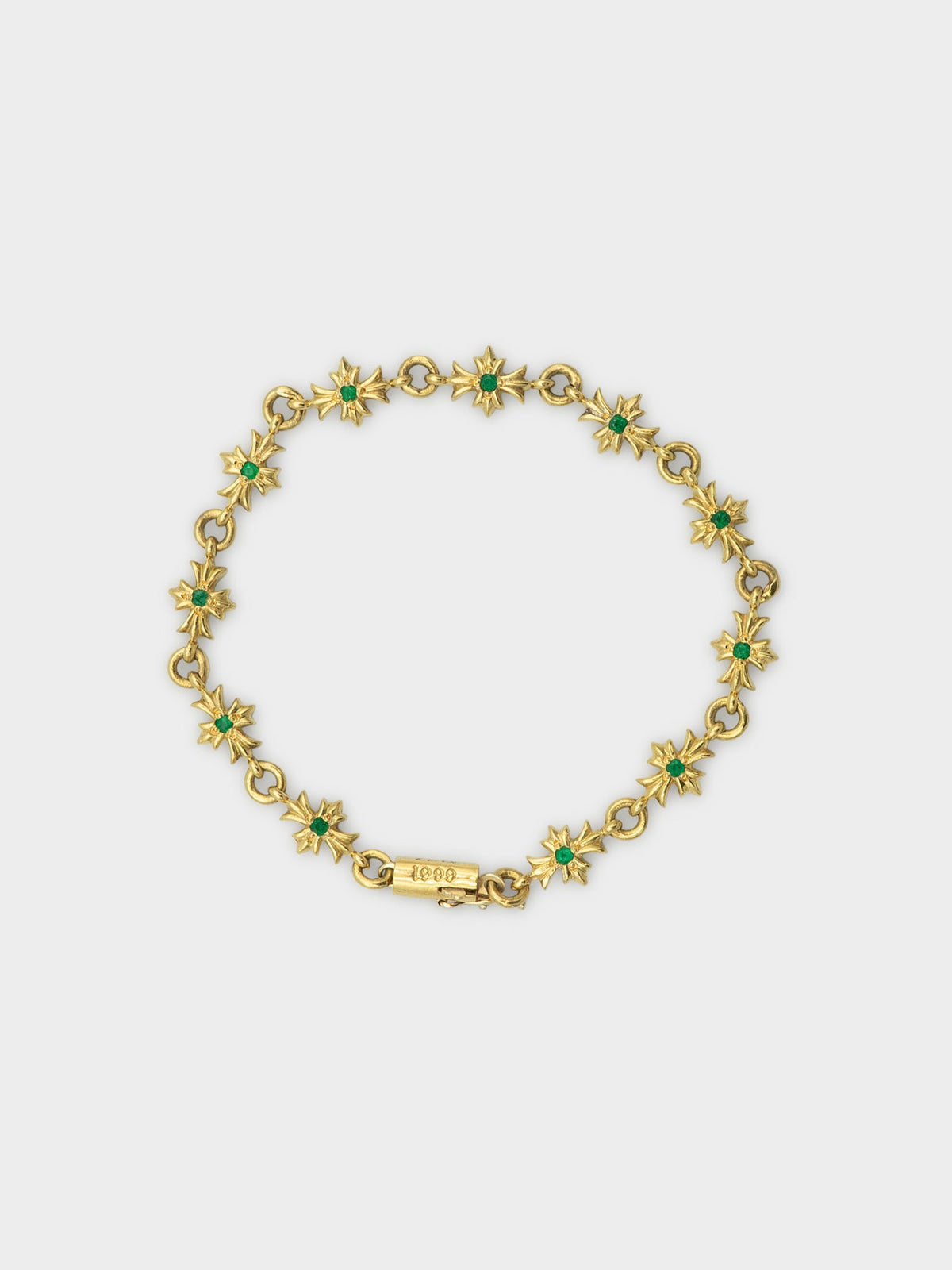 22k Emerald Tiny E Bracelet