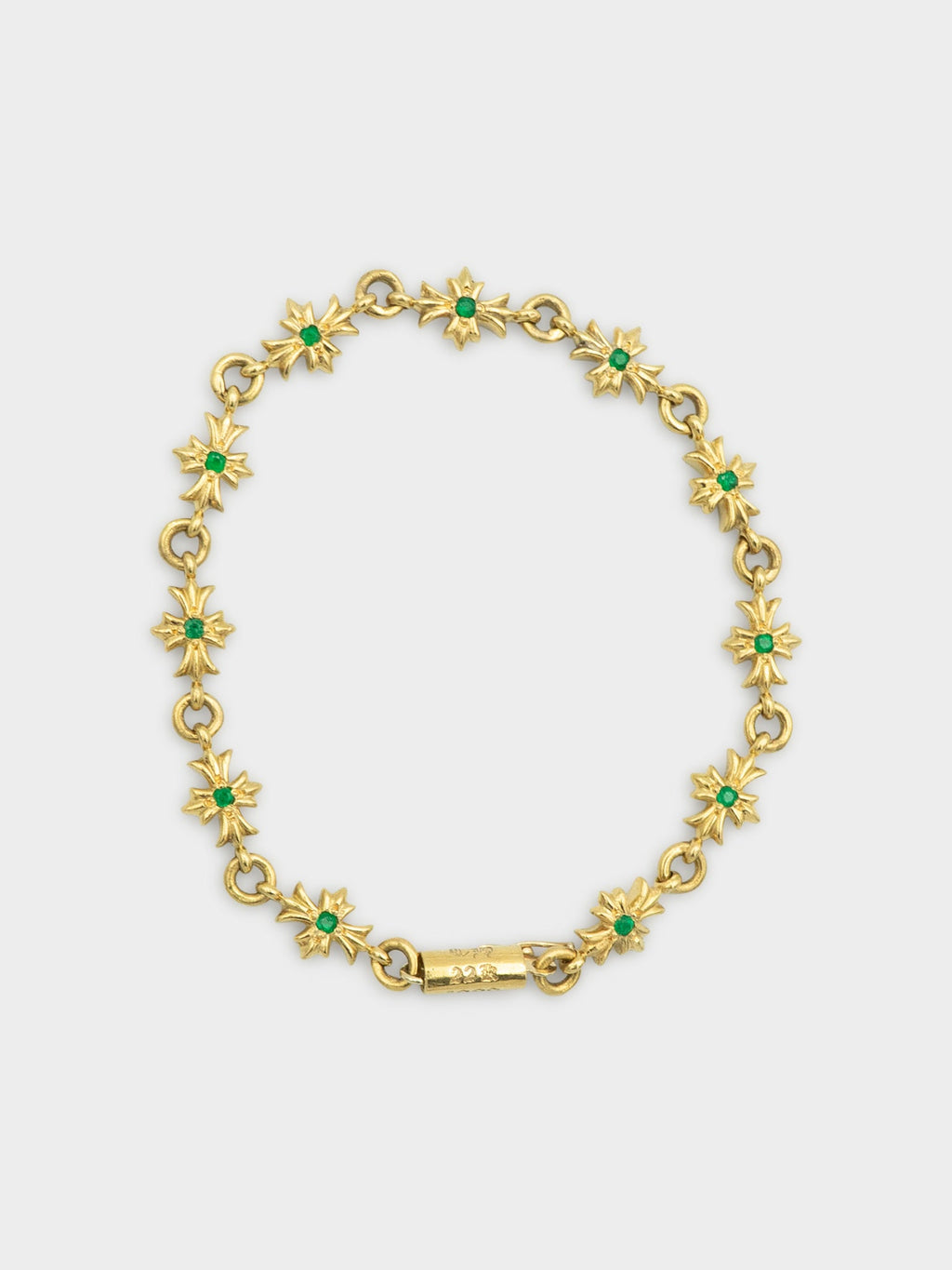 22k Emerald Tiny E Bracelet