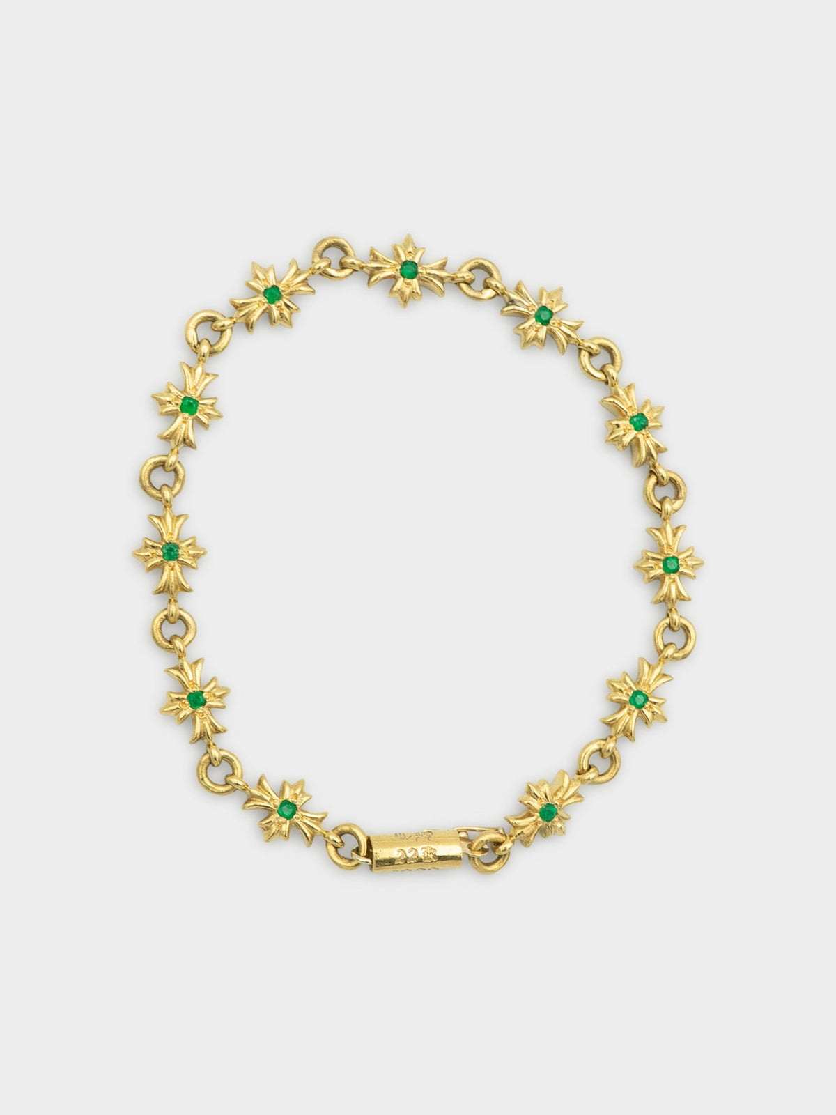 22k Emerald Tiny E Bracelet
