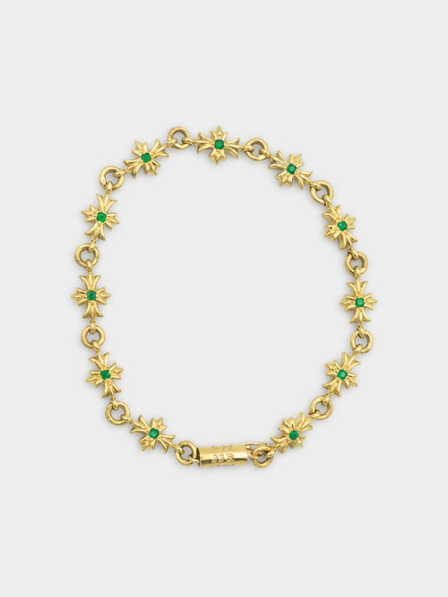 22k Emerald Tiny E Bracelet