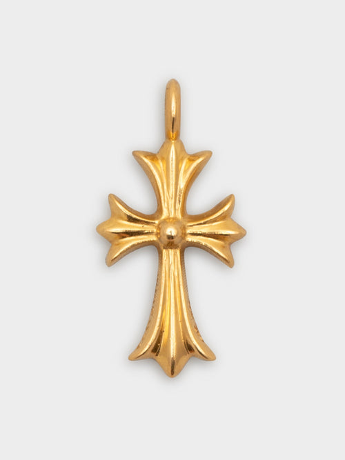 22K Emerald Tiny Fat Cross Pendant
