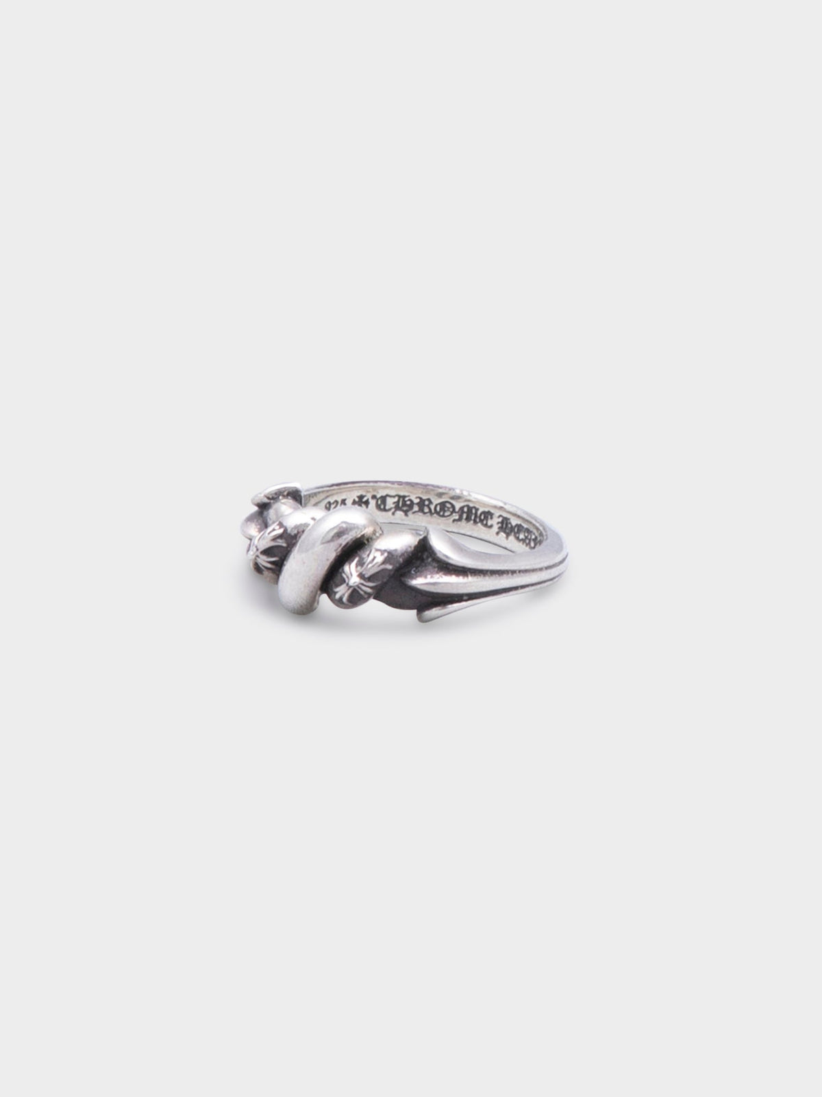 Tiny E Knot Ring