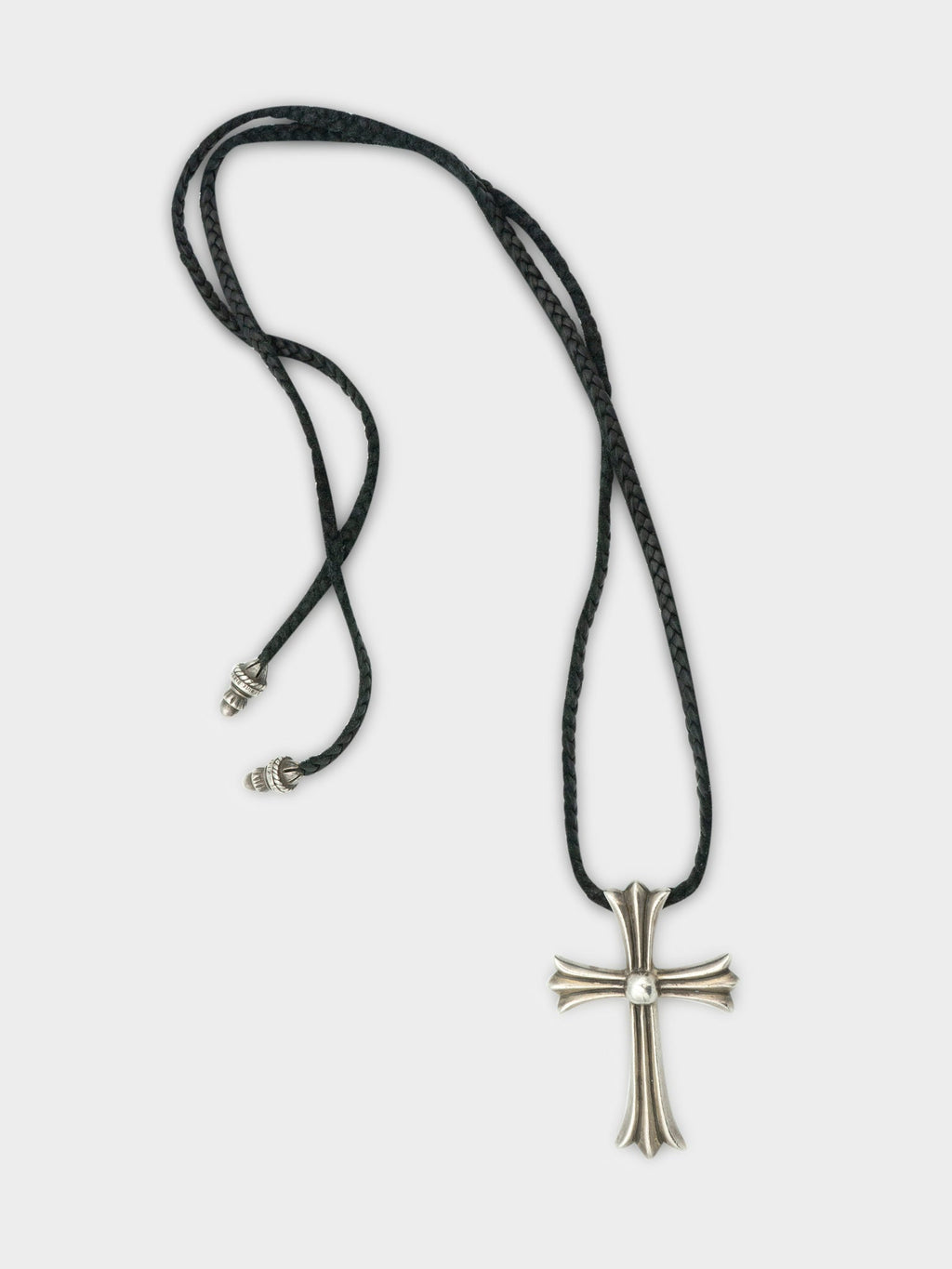 Large Cross Pendant on Braided Rope Necklace