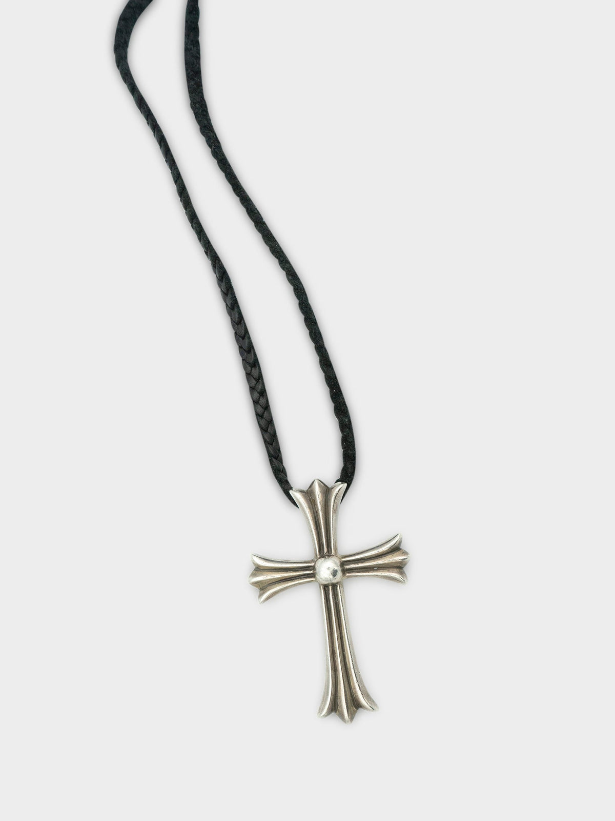 Large Cross Pendant on Braided Rope Necklace