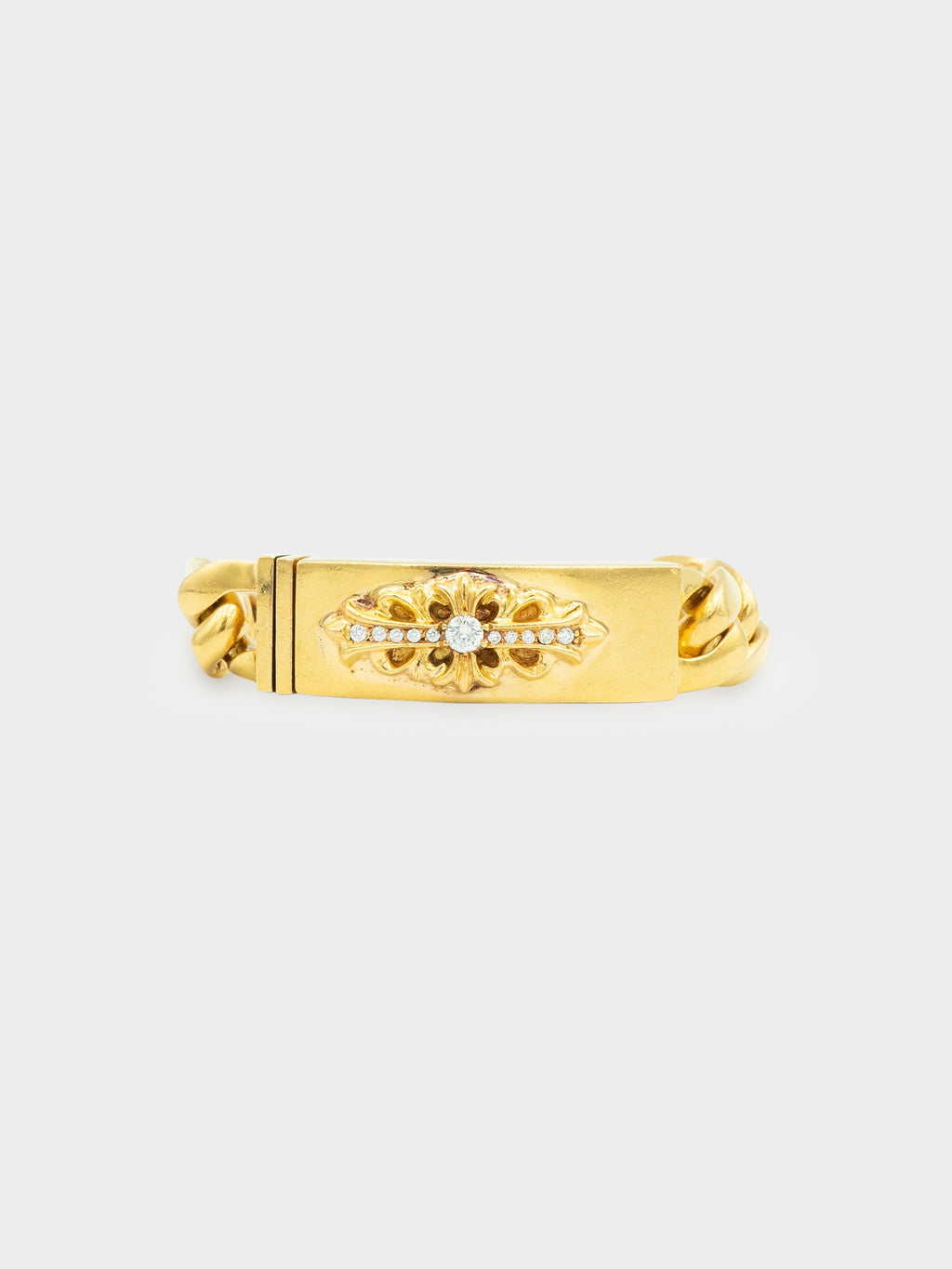 22K Diamond Floral ID Bracelet