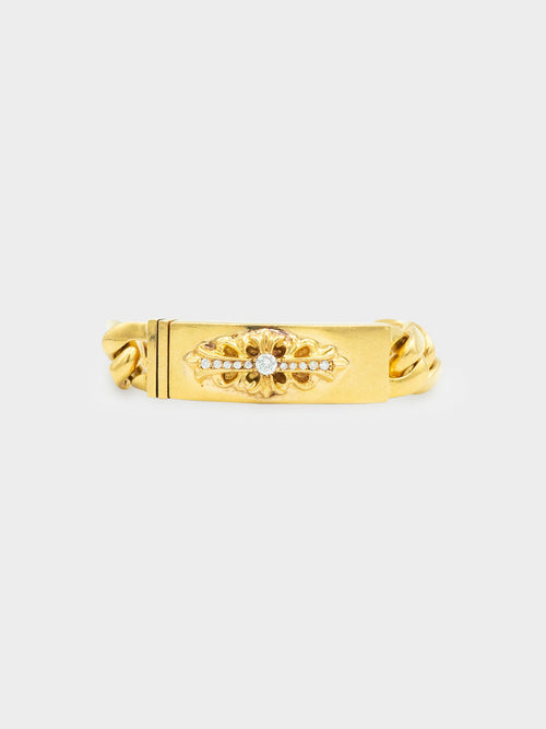 22K Diamond Floral ID Bracelet