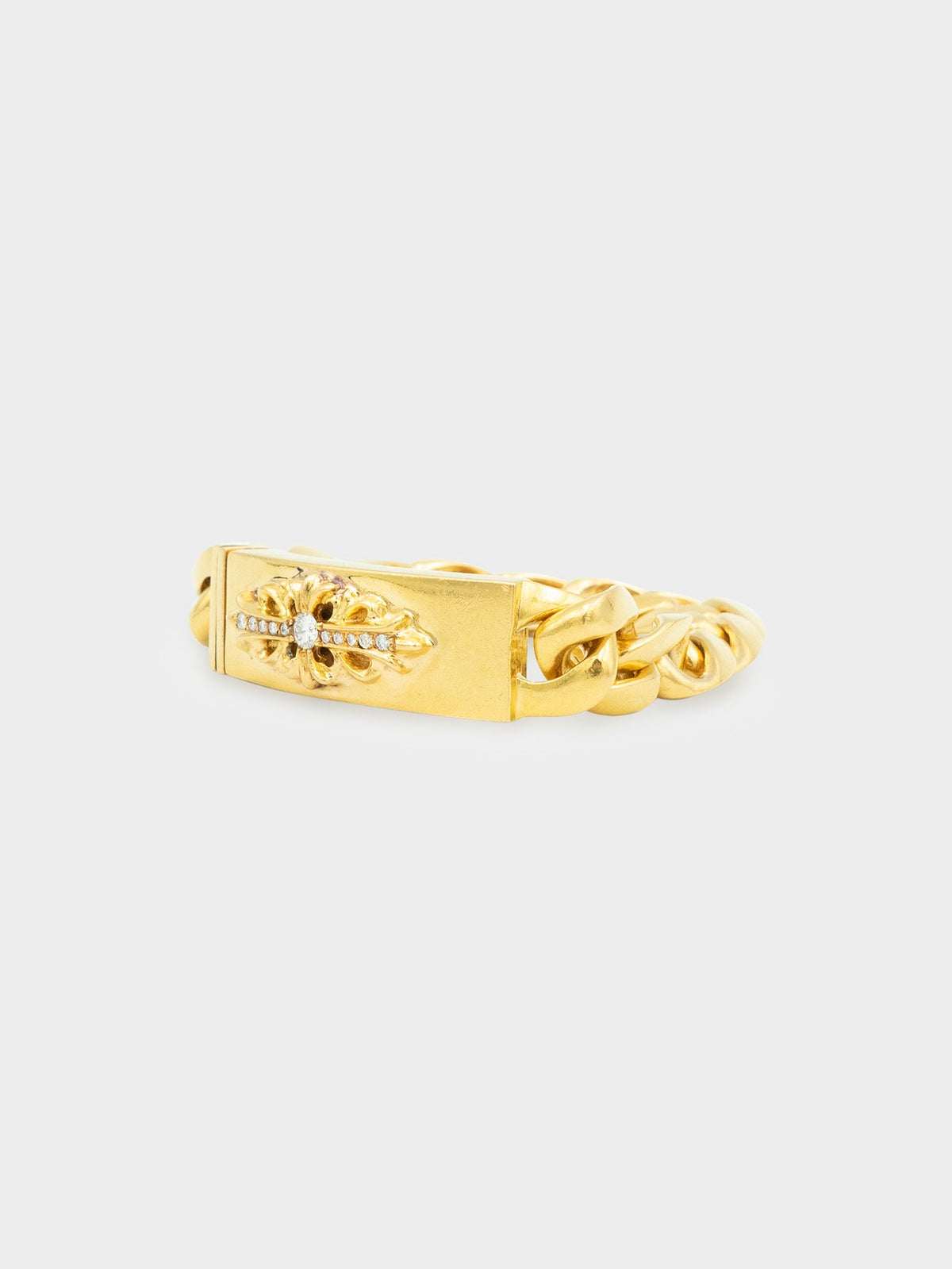 22K Diamond Floral ID Bracelet