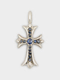 Blue Sapphire Tiny Fat Cross Pendant