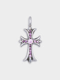 Pink Sapphire “Tiny Fat” Cross Pendant