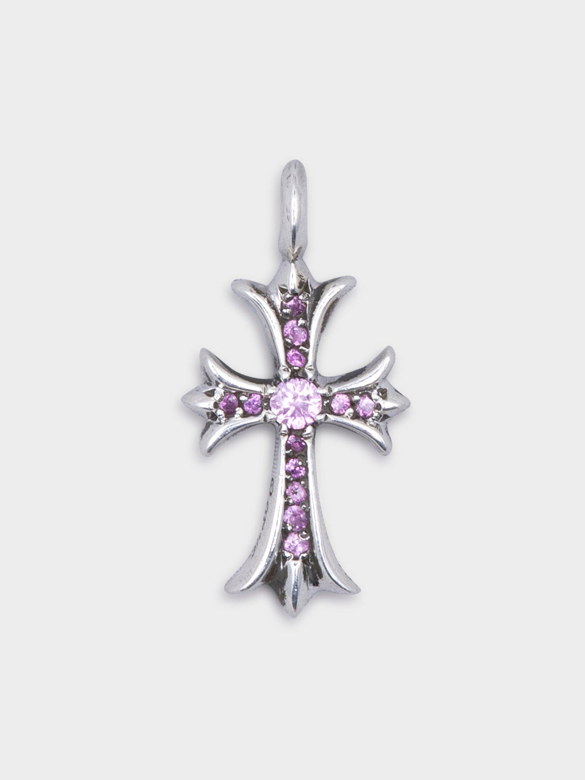 Pink Sapphire “Tiny Fat” Cross Pendant