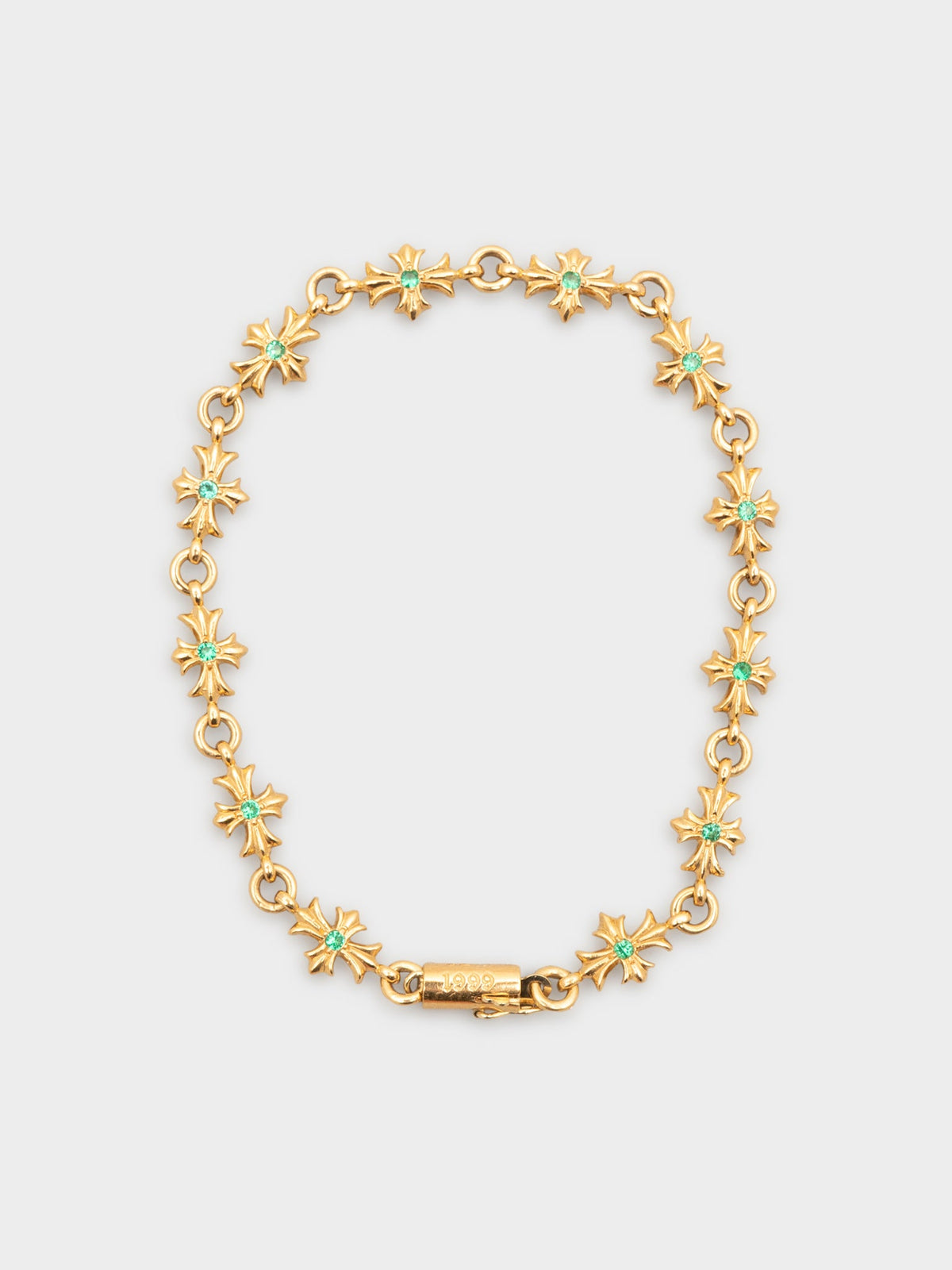 22k Emerald Tiny E Bracelet (12 links)