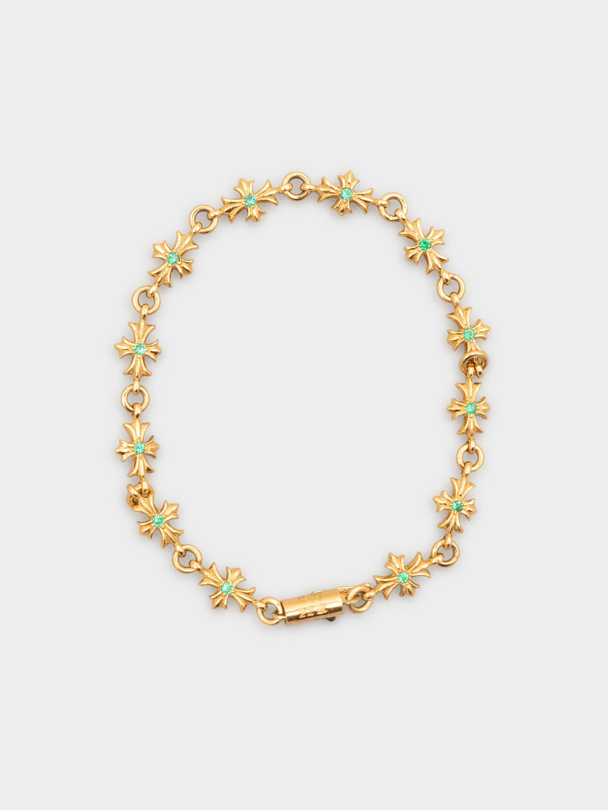 22k Emerald Tiny E Bracelet (12 links)