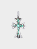 Emerald Tiny Fat Cross Pendant