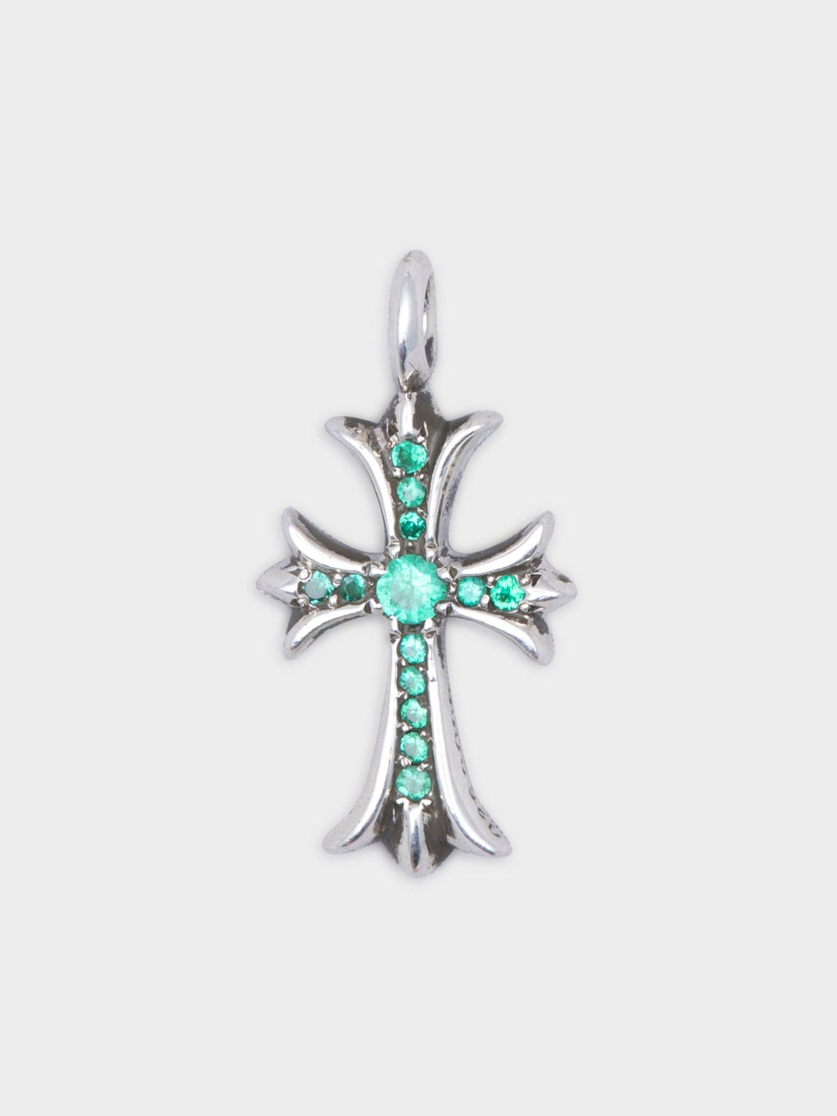 Emerald Tiny Fat Cross Pendant