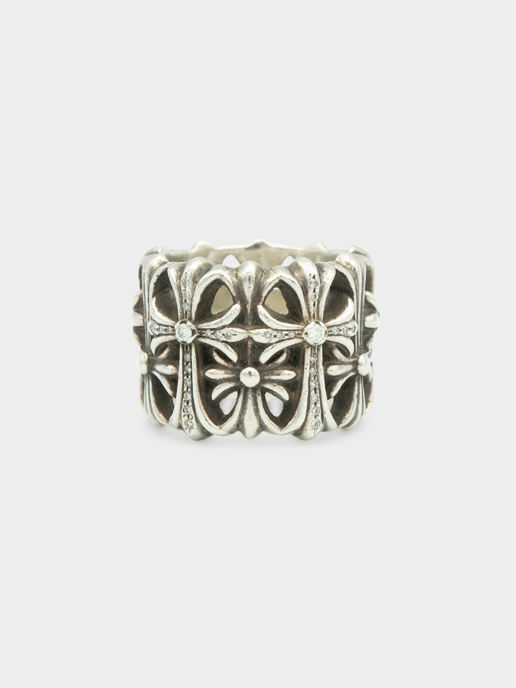 Alternating Pavé Diamond Cemetery Ring