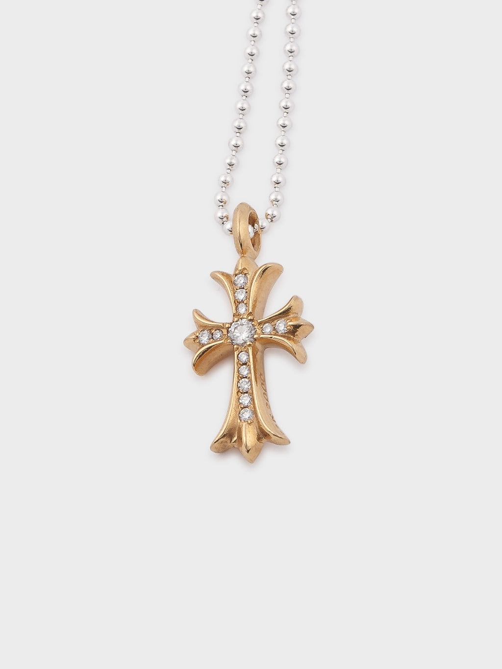 22K Pavé Diamond Tiny Cross Pendant