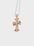 22K Pavé Diamond Tiny Cross Pendant